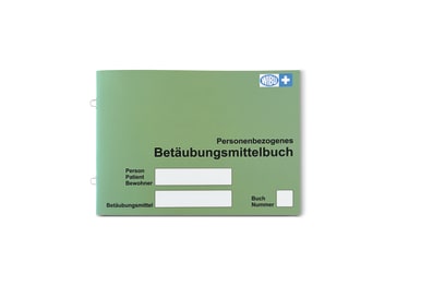 Personenbezogenes Betäubungsmittelbuch zur Dokumentation der Betäubungsmittel-Bestände und Verbräuche für einen Bewohner.