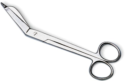 Verbandschere nach Lister aus hochwertigem Stahl in Standardqualität, Länge 18 cm.