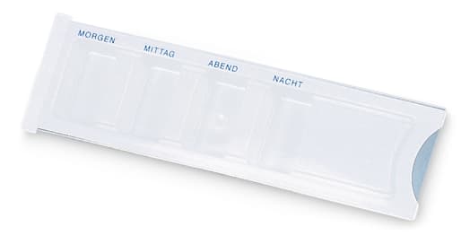 Einweg-Tagesdispenser für Medizin-Tablett mit vier 4 Fächern