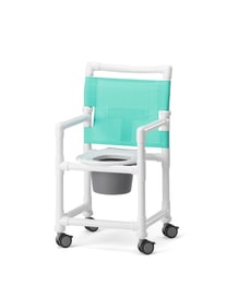 Der Dusch- und Toilettenrollstuhl verfügt über einen ergonomisch geformten Monoblock-Vollkunststoffsitz mit Toiletten- und Pflegeöffnung. Ein Toilettentopf mit Vakuum-Deckel und Skalierung ist zudem inklusive. Der Bewohner sitzt sicher und bequem, da die Rückenbespannung aus strapazierfähigem Textilene-Gewebe besteht.