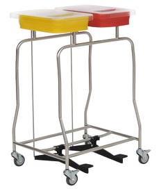 Vierfachsammler inkl. 4 transparente Deckel & Tretmechanismus, 4 farbige Haftringe, mit Deckeldämpfung, koppelbar.