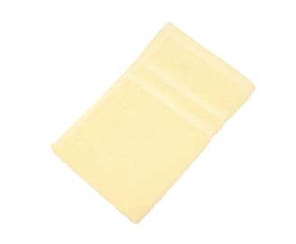 Gästetuch aus Walkfrottier mit eleganter 2-Streifen-Webbordüre, 4-seitig gesäumt.