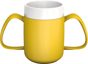 Trinkbecher mit 2 Henkeln mit Trink-Trick gelb 815 Speziell entwickelter Becher für Personen mit Bewegungseinschränkungen der oberen Extremitäten.