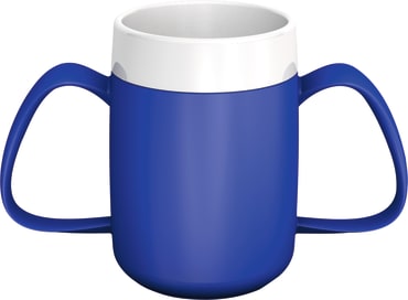 Trinkbecher mit 2 Henkeln mit Trink-Trick blau 815 Speziell entwickelter Becher für Personen mit Bewegungseinschränkungen der oberen Extremitäten.