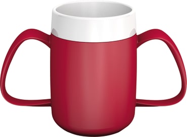 Trinkbecher mit 2 Henkeln mit Trink-Trick rot 815 Speziell entwickelter Becher für Personen mit Bewegungseinschränkungen der oberen Extremitäten.