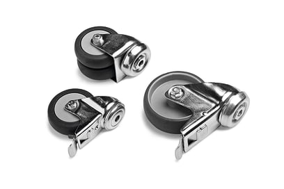Zwei Modelle: Gebremste Rolle (hinten) Ø 75 mm (bis 07/2005) bzw. Ø 100 mm (ab 07/2005).