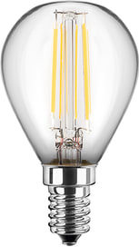 4,5 W (40 W), 470 lm, 2.700 K (Warmweiß), Energieeffizienzklasse F, 80 x 45 mm, dimmbar, 300 ° Abstrahlwinkel, E14, Tropfenform und klar