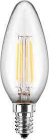 4,5 W (40 W), 470 lm, 2.700 K (Warmweiß), Energieeffizienzklasse F, 89 x 35 mm, nicht dimmbar, 300 ° Abstrahlwinkel, E14, Kerzenform und klar