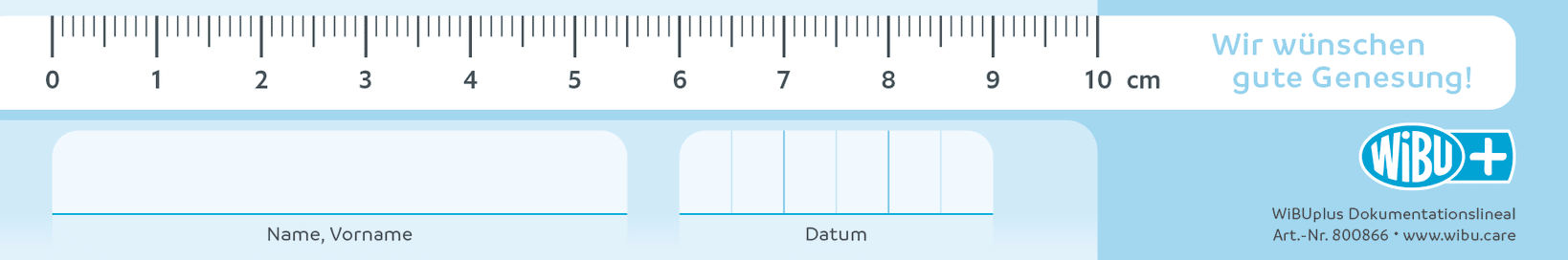 Zur Dokumentation geeignetes Lineal aus Papier mit selbstklebender Rückseite.