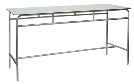 Robuster Arbeitstisch mit Edelstahlrahmen und Vollkern-Arbeitsplatte - 150 x 85 x 65 x cm