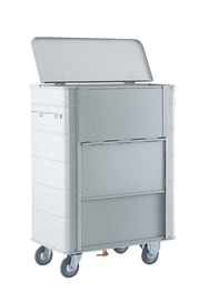 Geschlossener Transportcontainer für Wäschetransportsäcke oder Abfallsäcke.