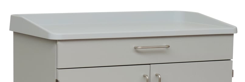 Arbeitsplattenaufsatz mit Sicherheitsrand für Pflegewagen