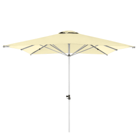 100 % Polyester, Lichtechtheit 6, UV-Schutz 80, Gestell Aluminium pulverbeschichtet.