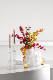 9-teiliges LEONARDO Dekoset mit Vasen, LED Lichter, Becher, Glasleuchter und Blumenbouquet.