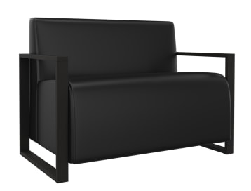 Zweisitzer Sofa mit Kunstleder und Buchenholzrahmen.