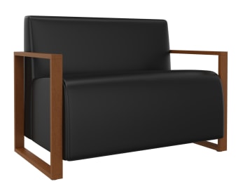 Zweisitzer Sofa mit Kunstleder und Buchenholzrahmen und Brandschutzklasse B1.