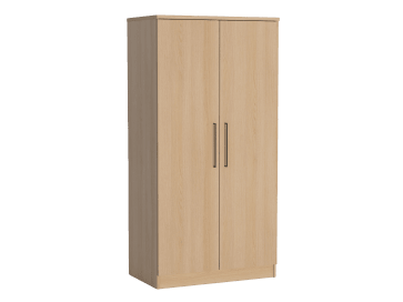 2-türig mit verstellbaren Fachböden, Kleiderstange und Wertfachtür.