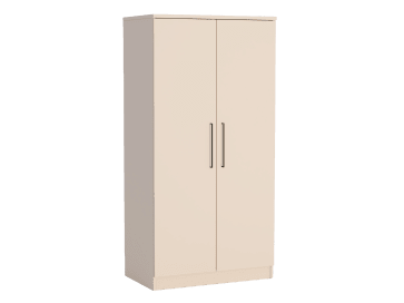 2-türig mit verstellbaren Fachböden, Kleiderstange und Wertfachtür.