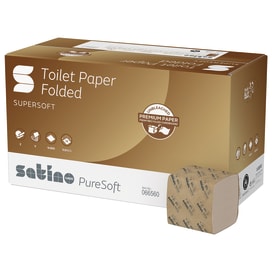 Gefaltetes Toilettenpapier aus Karton – zu 100 % recycelt. Saugfähig, soft und frisch.