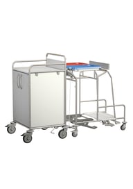 Das Schrankteil hat 2 Türen und 3 Frischwäschefächer, der zweifache Wäschesammler ist mit 2 Scharnierdeckeln und Tretmechanismus ausgestattet. Die Komponenten können über ein beidseitig zugängliche…