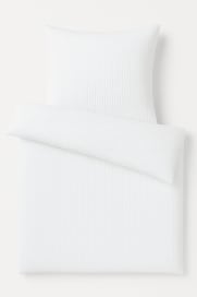 Seersucker Bettbezug mit Hotelverschluss - pflegeleicht und bügelfrei.