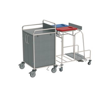 Das Schrankteil hat 2 Türen und 3 Frischwäschefächer, der zweifache Wäschesammler ist mit 2 Scharnierdeckeln ausgestattet. Die Komponenten können über ein beidseitig zugängliches Fußpedal und ohne …