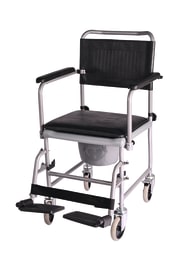 Toilettenrollstuhl mit Eimer und Deckel, klappbare Armlehnen und Fußrasten