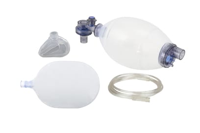 Wiederverwendbarer Silikon-Beatmungsbeutel für Erwachsene mit Maske, Gr. 5.