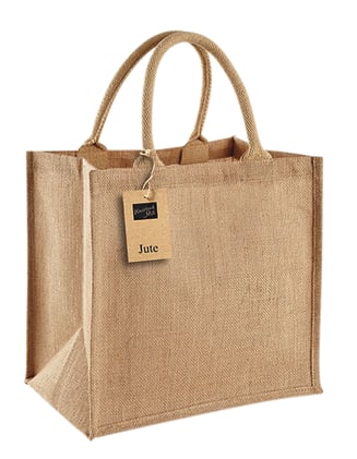 Aus 100% Jute mit zwei robusten Baumwoll-Henkeln. Farbe Natur. Bild 1