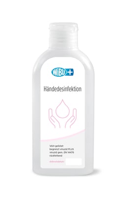 Alkoholhaltige Händedesinfektion zur hygienischen Desinfektion. Universell und überall einsetzbar.
␍ Bild 1