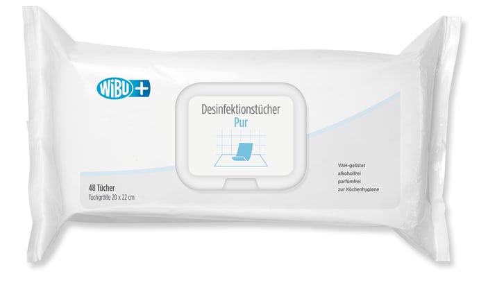 Desinfektionstücher: Gebrauchsfertig, parfümfrei, alkoholfrei für schnelle Desinfektion von Medizinprodukten und Flächen.
␍ Bild 1