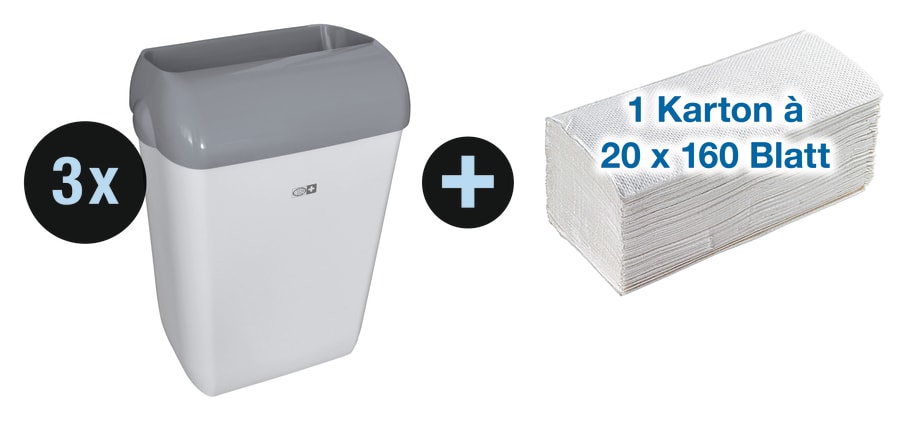 Robuster Papiermülleimer mit großem Einwurf. An der Wand montierbar inkl. Befestigungsmaterial
␍ Bild 1