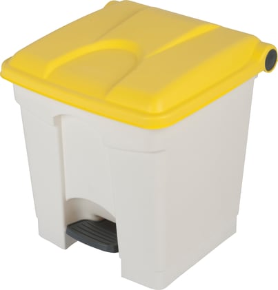 Mülleimer mit geräuschlosem Pedalmechanismus, leicht zu reinigen, inklusive Aufkleber-Set mit Wertstoffpiktogramm. Bild 1