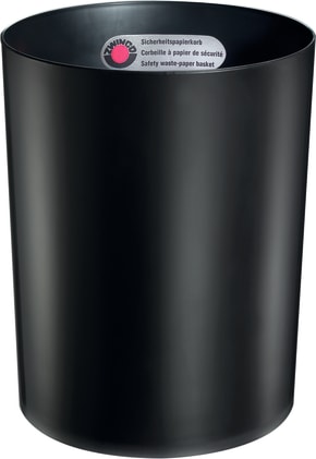 Sicherheitspapierkorb Kunststoff, schwarz Bild 1