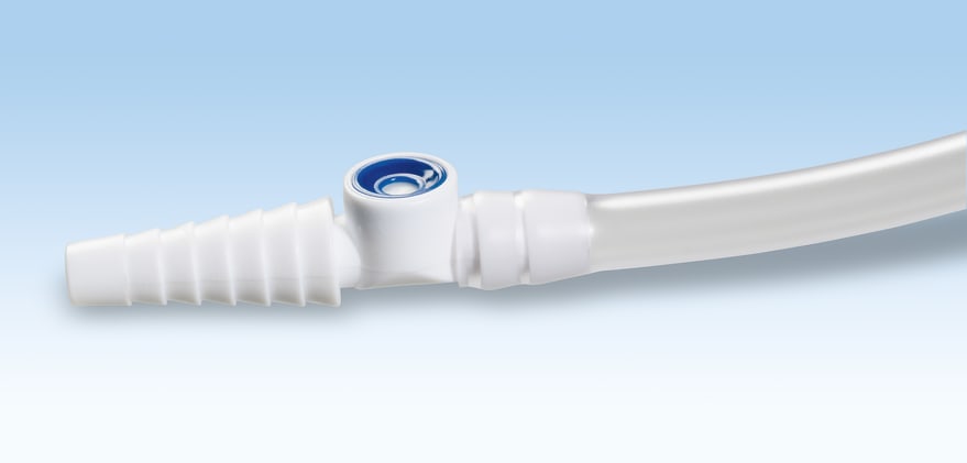 Urinbeinbeutel 750ml steril, Bild 5 Steriler Urinbeinbeutel mit 750 ml Volumen. Ausgestattet mit einem Refluxventil zur Vermeidung von Infektionen. Bild 5