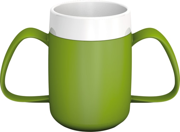 Trinkbecher mit 2 Henkeln mit Trink-Trick grün 815 Bild 1