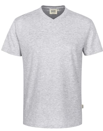 Stilvolles Kurzarm T-Shirt für Herren mit V-Ausschnitt, schmalem Halsbündchen und Nackenband. Aus 100% Baumwolle (160g/qm). Bild 1