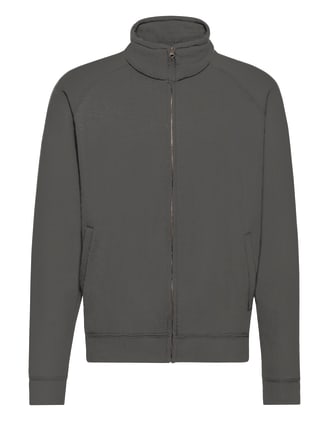 Herren Sweat Jacke für Pflegepersonal mit verdecktem Reißverschluss, 2 aufgesetzten Taschen und Stehkragen mit Single-Jersey und Nackenband. Bild 1