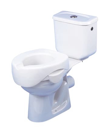 Toilettensitzerhöhung Soft, 11 cm, ohne Deckel. Stabiler Schaumstoff, einfaches Aufstecken, passt auf Standard-WCs.
␍ Bild 1