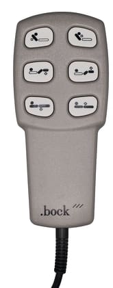 Der Handschalter für Pflegebett Hermann Bock kann für die Modelle Belluno, Eloflex und Verona verwendet werden und hat 6 Tasten. Bild 1