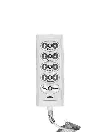 Der Handschalter für Pflegebett Burmeier passt zum Modell Regia und hat 10 Tasten. Bild 1