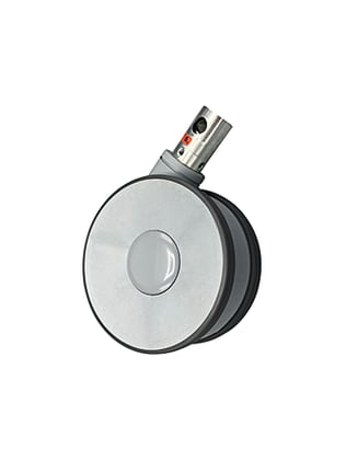 Die Rolle für Klinikbett Stiegelmeyer Evario ist eine silbergraue Lose Rolle mit dem Durchmesser von 150 mm.
␍ Bild 1