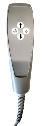 Der Handschalter für Lifter Horcher Raisa E hat 4 Tasten. Der schwarze BFL-Anschluss von dem Handschalter ist 9-polig. Bild 1