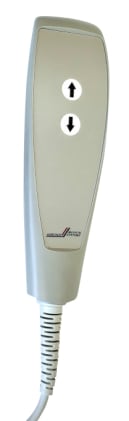 Der schwarzer BFL-Anschluss von dem Handschalter für Lifter Horcher Diana ist  9-polig. Der Handschalter hat 2 Tasten.
␍ Bild 1