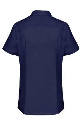 Elegante Stretch-Bluse mit kurzem Arm, Kentkragen und taillierter Passform – stilvoller Komfort für den Berufsalltag. Bild 2