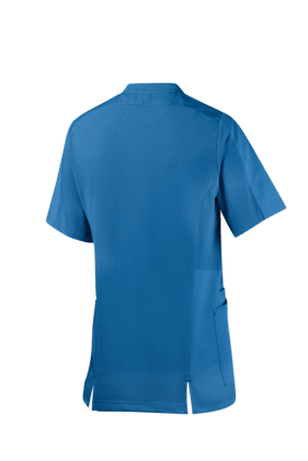 Kasack mit Druckknopfleiste, Piqueeinsätzen, Namensschildschlaufe, Seitentasche & Piepertasche – funktional, bequem und ideal für den Berufsalltag.
␍ Bild 2