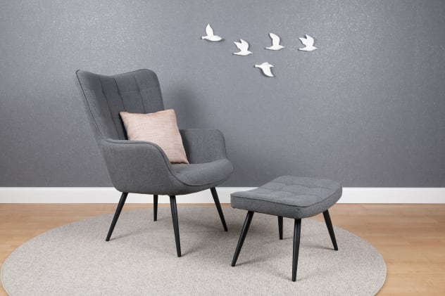 Lounge-Set Toryn inklusive Hocker und Kissen, Farbe: Grau (2 Sessel und 2 Hocker) Bild 1