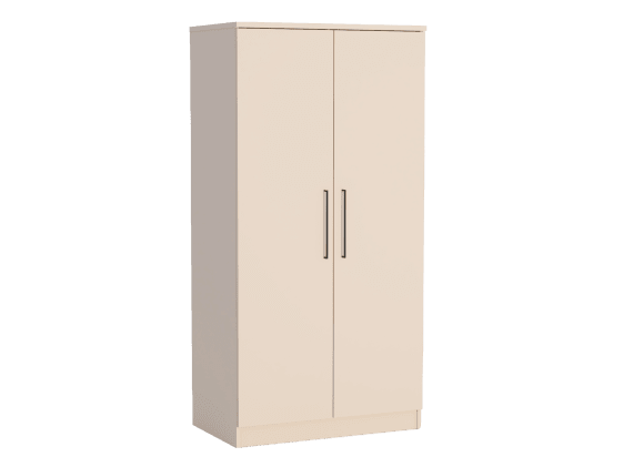 Kleiderwäscheschrank, B 100 x H200 x T60 cm, 2-türig, Sandbeige Bild 1