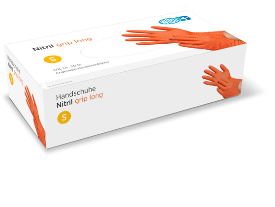 WiBUplus Nitril Handschuhe grip long orange (50er- Pack) Bild 1