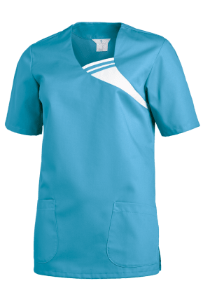 Schlupfkasack mit kontrastfarbigem Einsatz am Kragen und Seitenschlitzen, die Komfort und Bewegungsfreiheit im Arbeitsalltag bieten. Bild 1